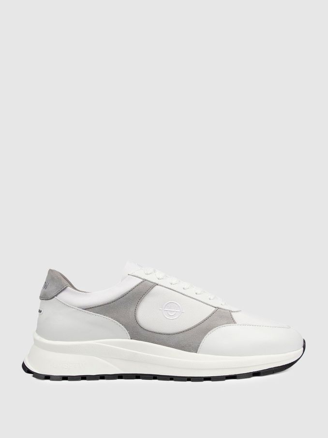 Unseen Suede Leather Plemont Trainers in Grey/White (644032) | $188