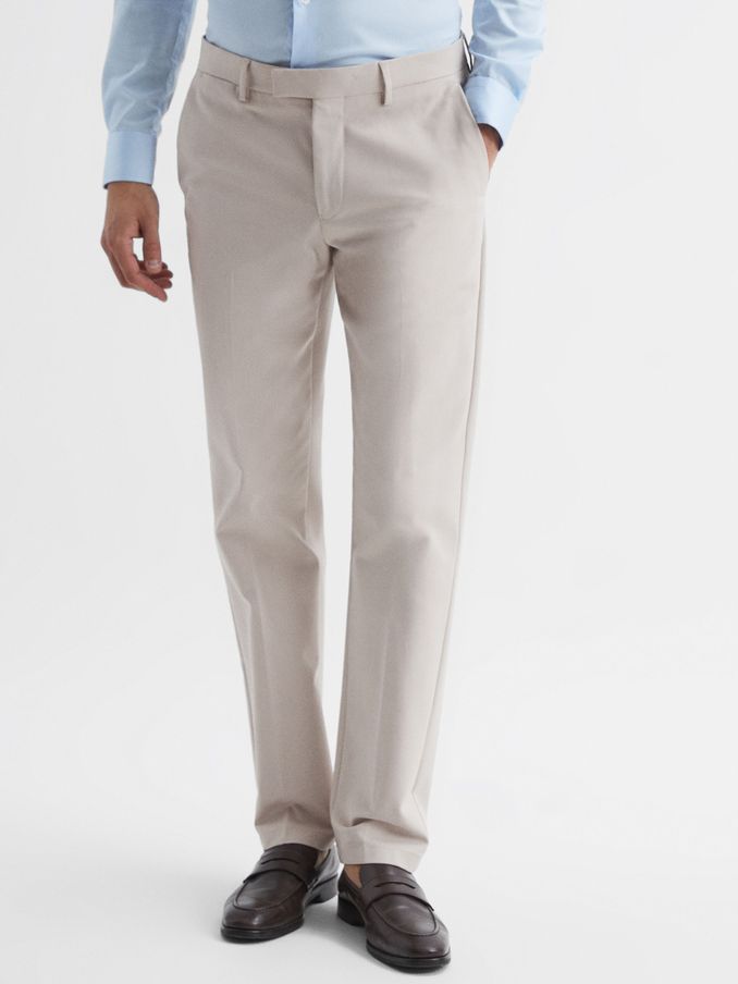 Cotton Blend Chinos in Stone (654554) | US$75