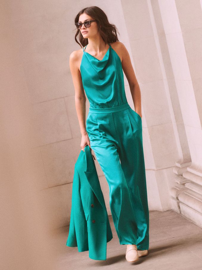 Cowl Neck Jumpsuit in Green (654648) | US$119
