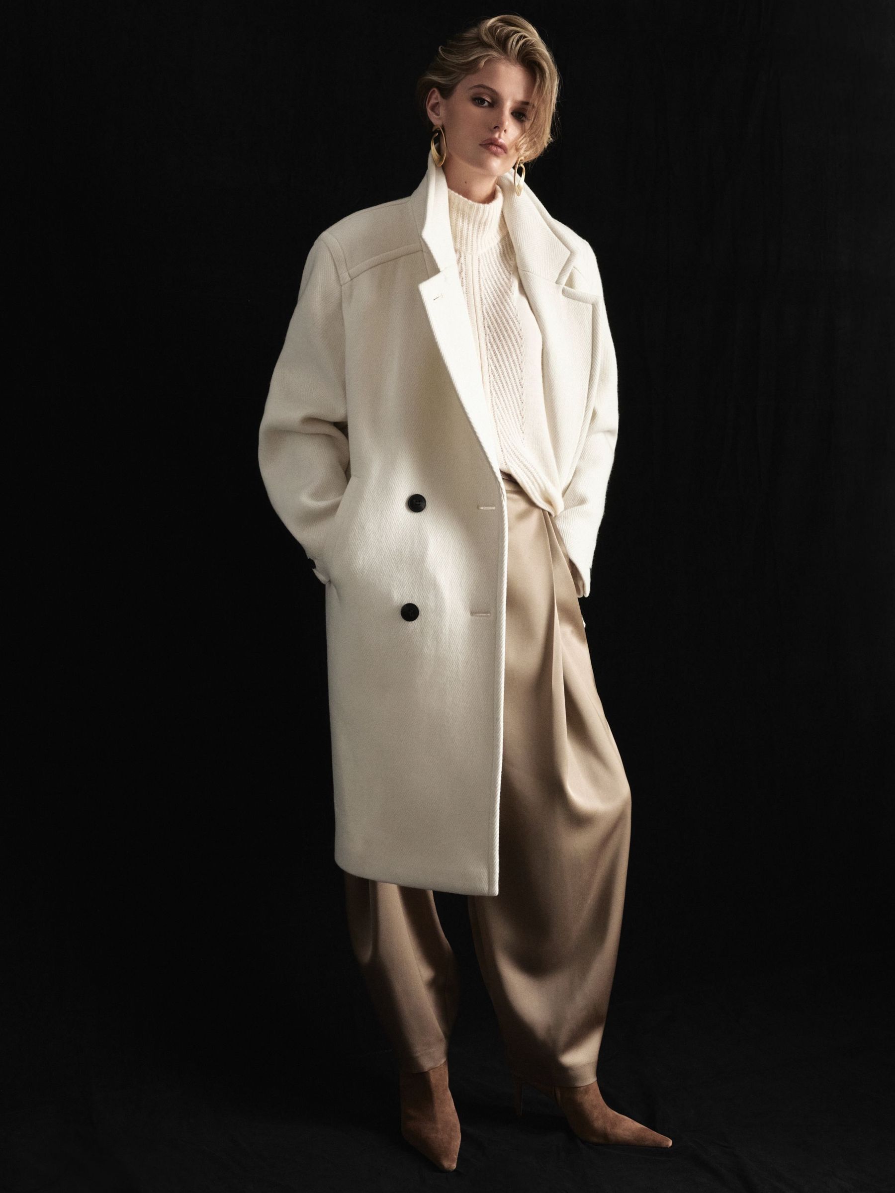 Cream - Atelier Wool-blend Double-breasted Relaxed Coat