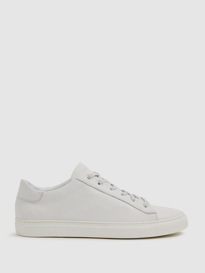 Harrys of London Grained Leather Trainers in White (661977) | 2,040 QAR