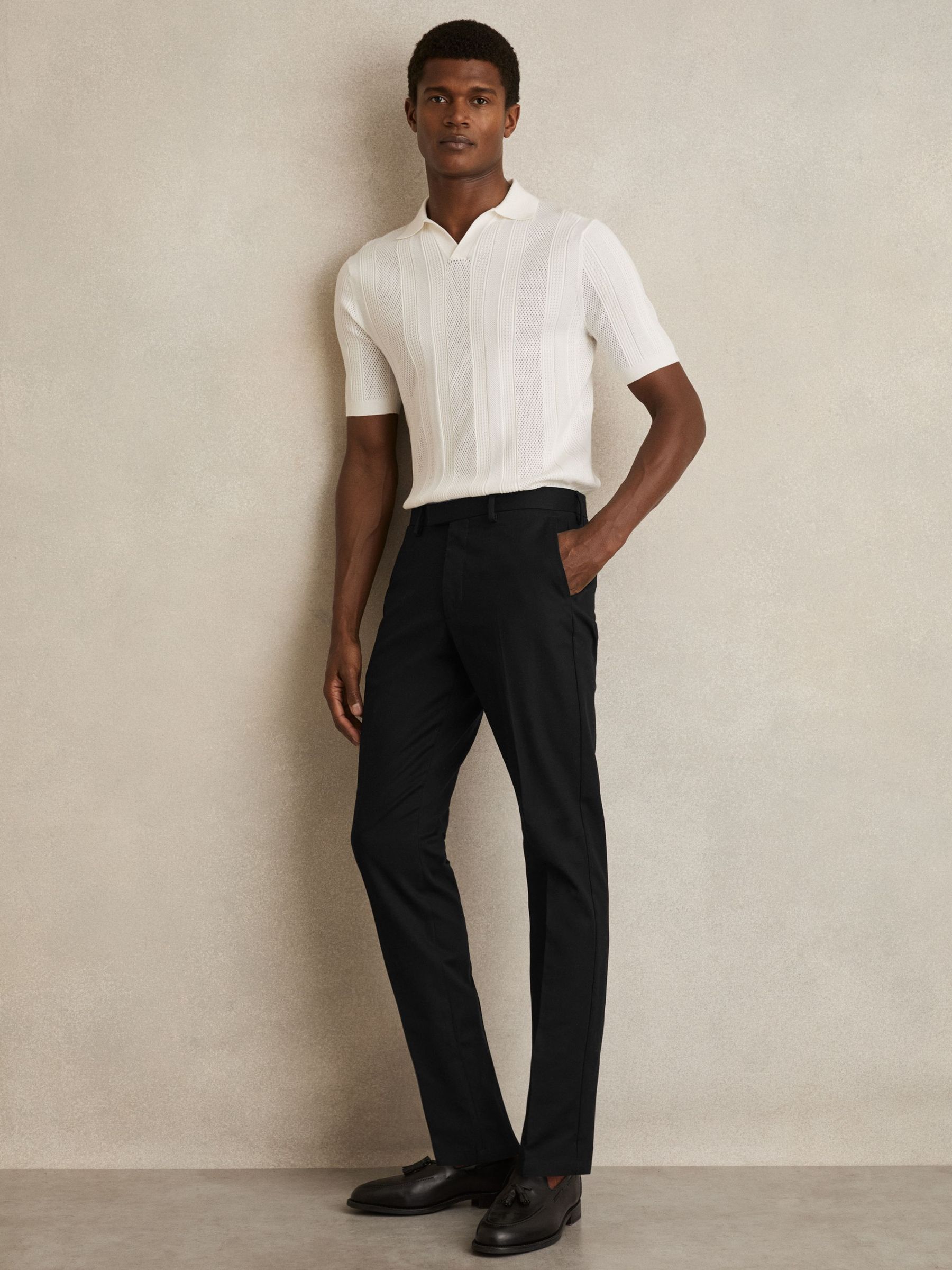 Slim Fit Cotton Blend Chinos in Black (661983) | €170