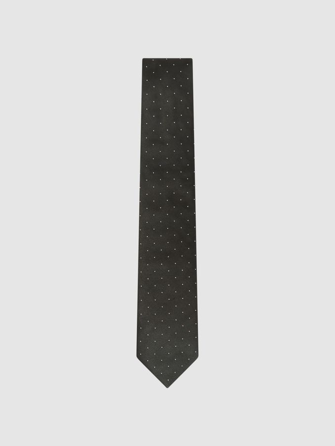 Polka Dot Silk Tie in Dark Green (677735) | €70