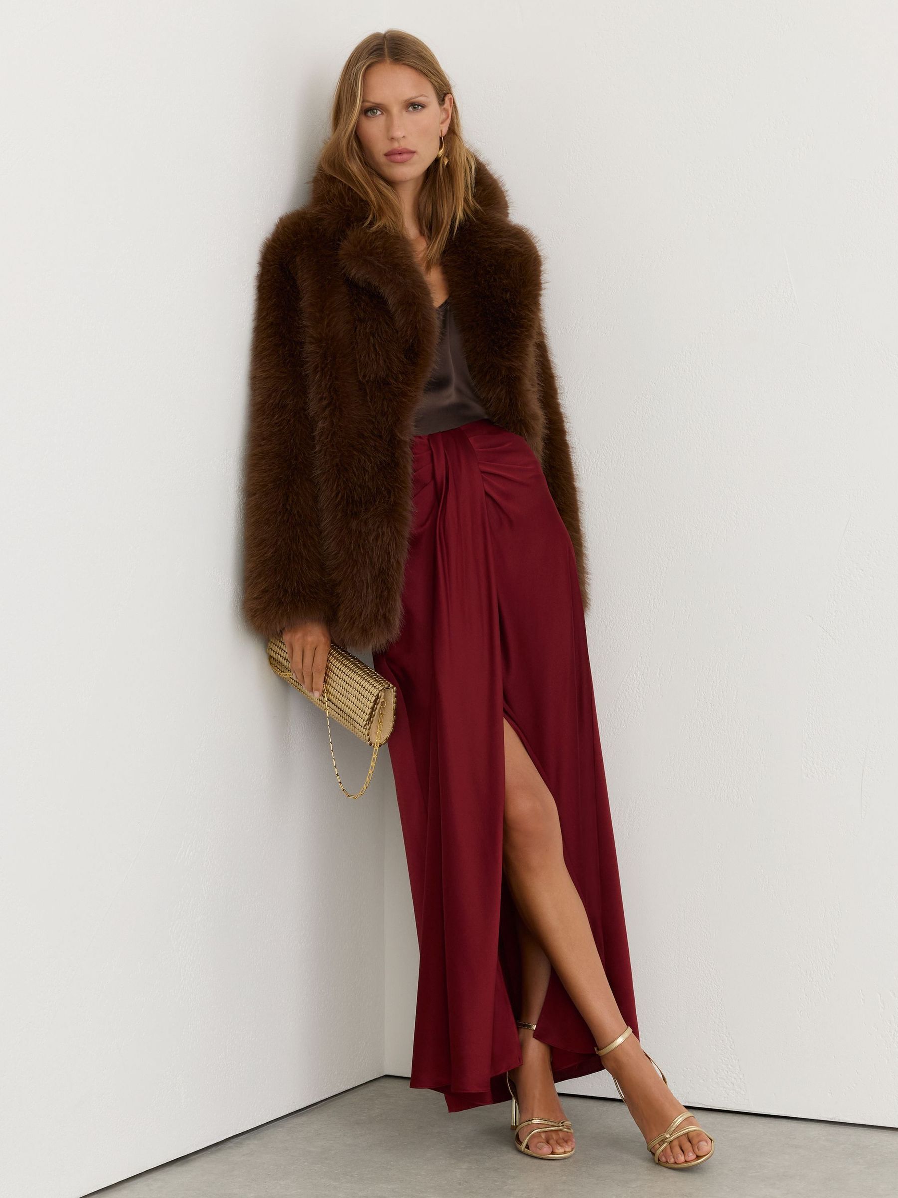 Red - Silk Drape-detail Maxi Skirt
