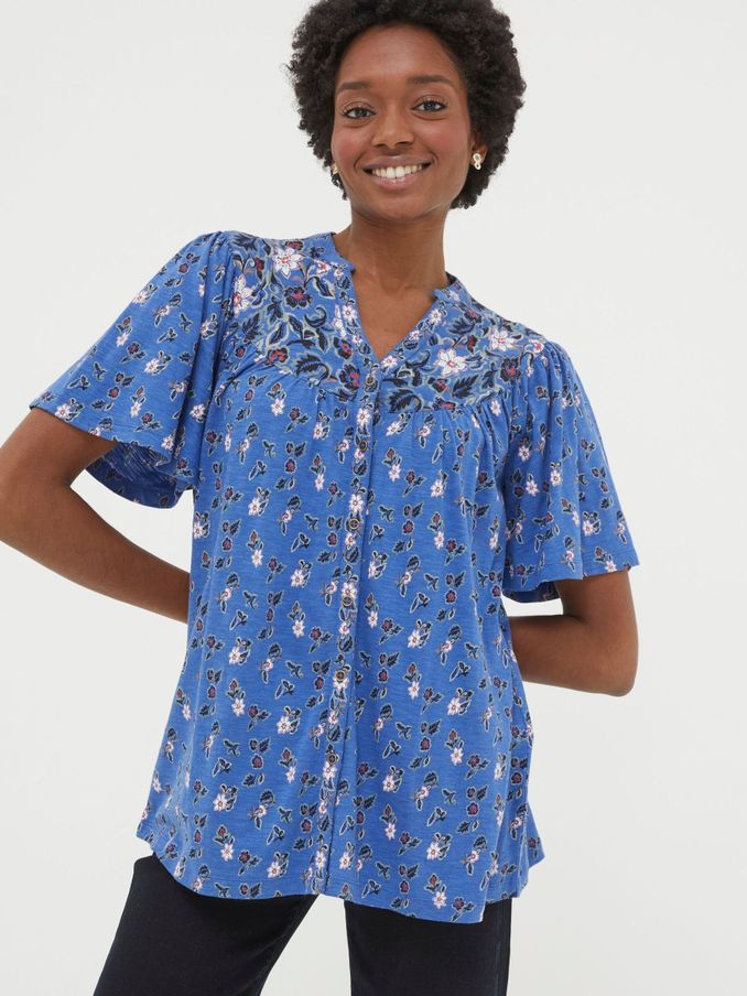 Blue Polly Layered Floral Top (686183) | €24