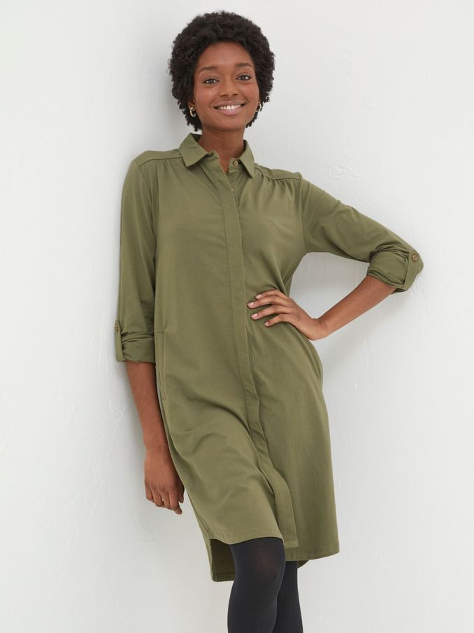 Green Jersey Shirt Tunic Dress (686542) | $44