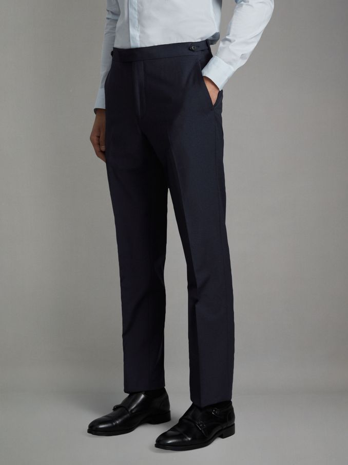 Slim-Fit Wool-Blend Suit Trousers in Navy (699884) | US$64