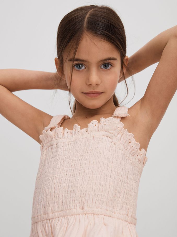 9-13 yrs Tiered Cotton Blend Ruffle Dress in Pink (707074) | €32
