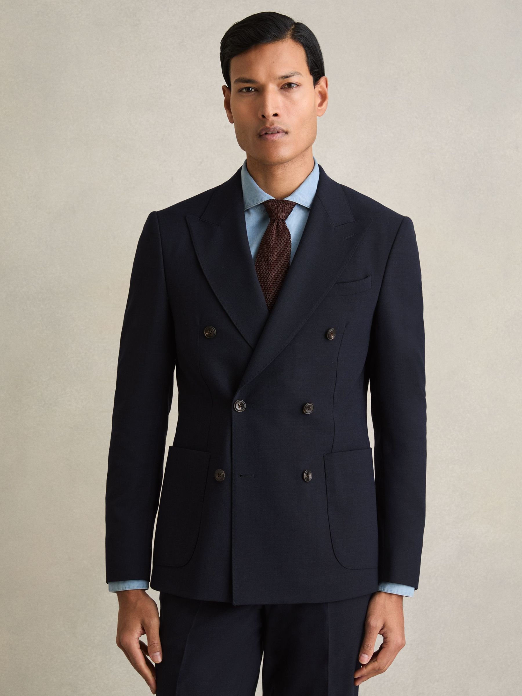 Blazer de costume ajusté double boutonnage bleu marine (707225) | 495 €
