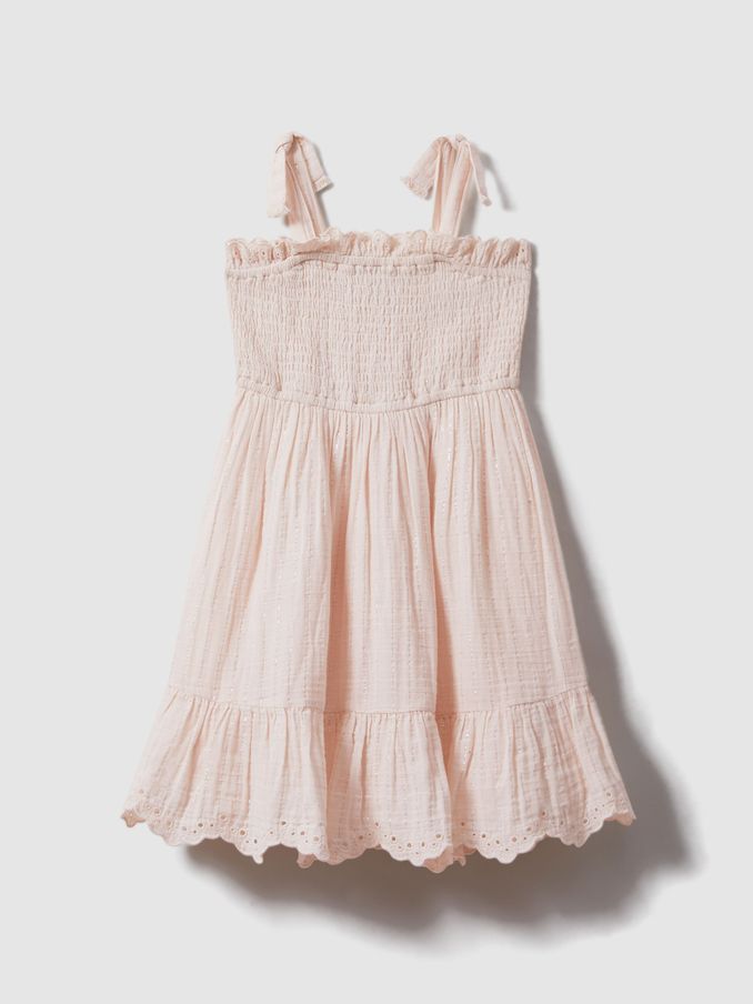 13-14 yrs Tiered Cotton Blend Ruffle Dress in Pink (707234) | US$40