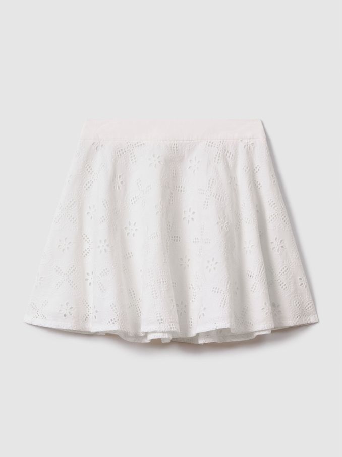 Teen Cotton Broderie Lace Skirt in Ivory (707973) | US$33