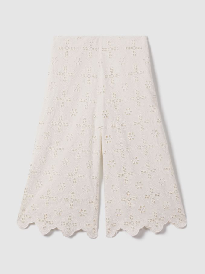 13-14 yrs Cotton Broderie Lace Trousers in Ivory (708320) | US$47