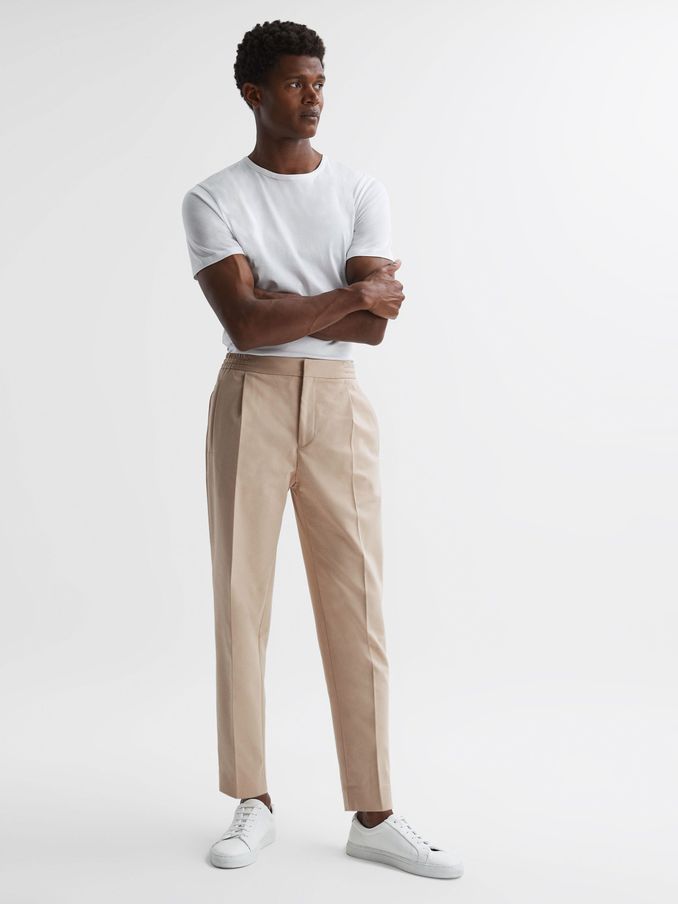Technical Elasticated Trousers in Stone (715039) | 329 SAR