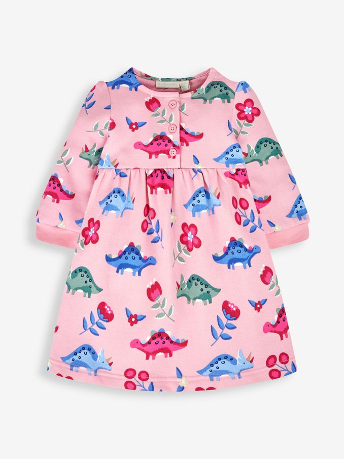 Pink Girls' Dino Button Front Sweat Dress (716859) | $18
