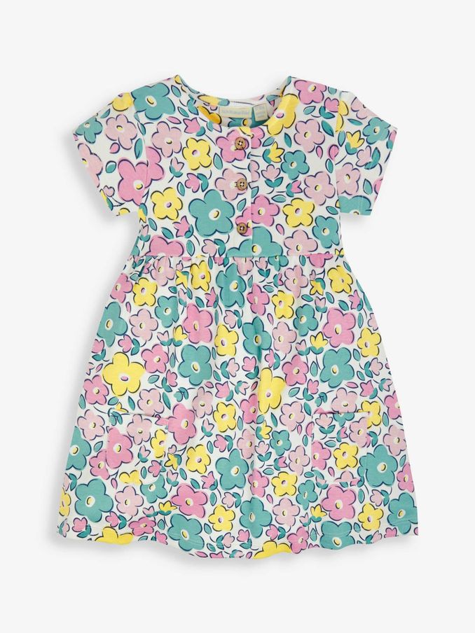 Duck Egg Bold Floral Print Button Front Dress (718179) | $12