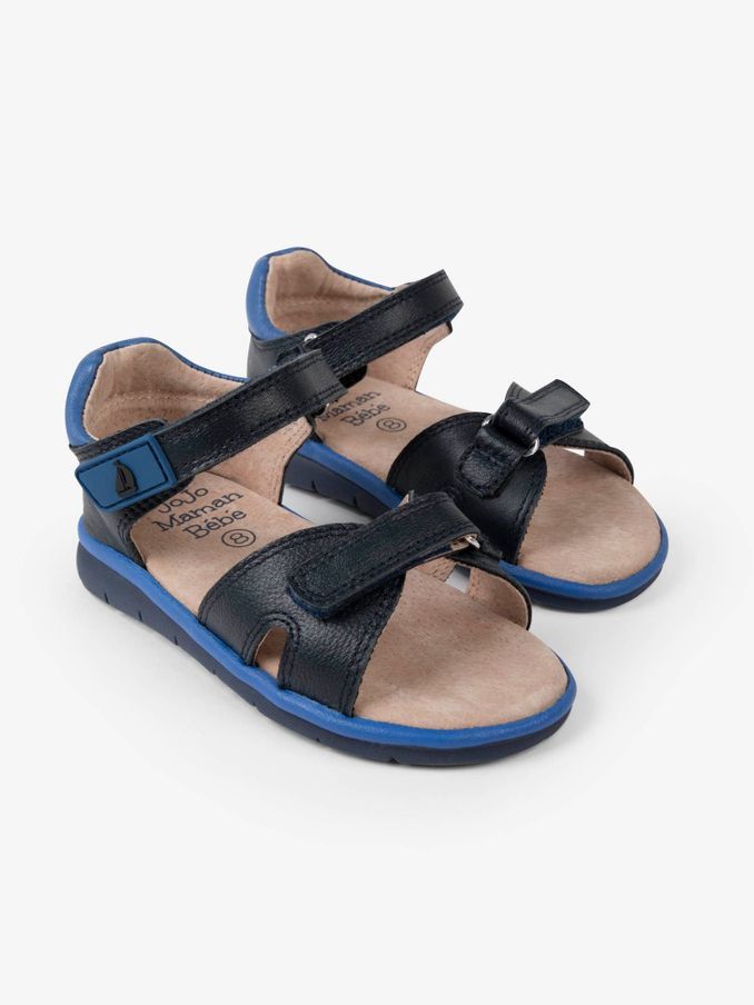 Navy Boys' Leather Sandals (722250) | $15