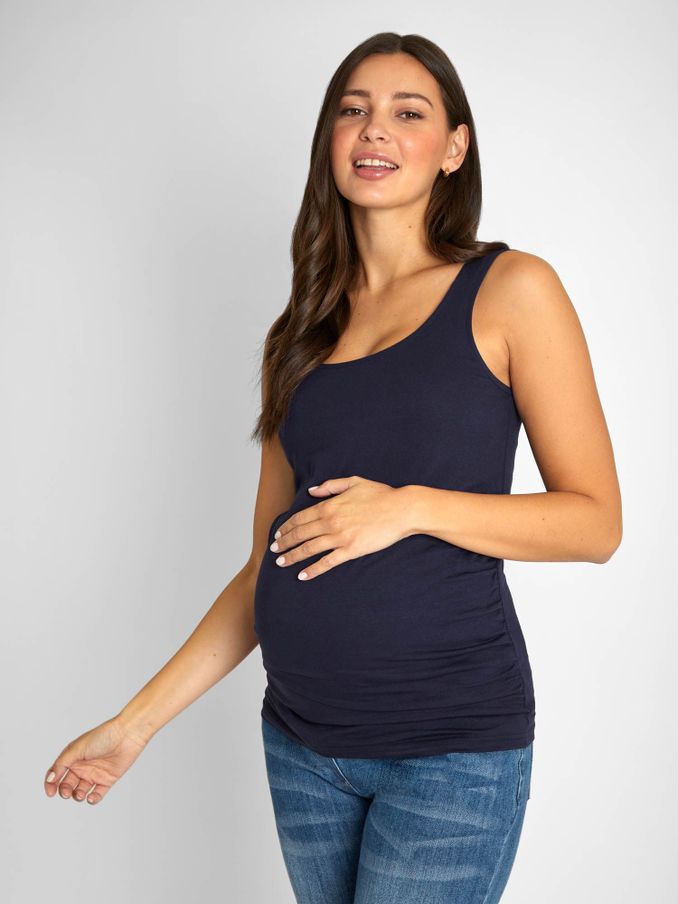Navy Blue & White Navy Blue Stripe 2-Pack Ruched Maternity Vest Tops (739191) | $51