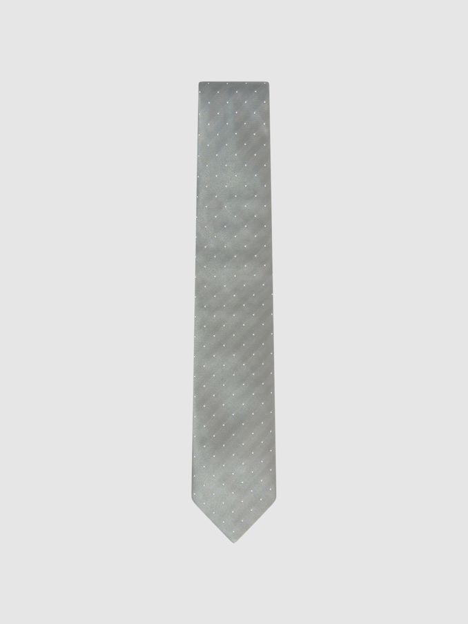Silk Polka Dot Tie in Soft Sage (767047) | 160 SAR