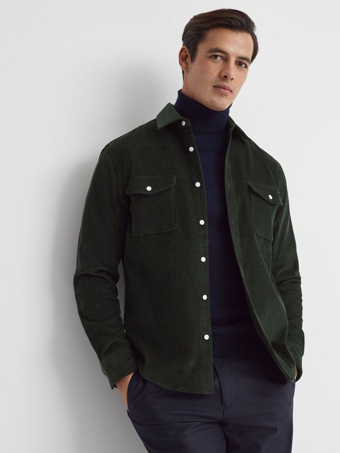Corduroy Twin Pocket Overshirt in Emerald (769884) | AED326
