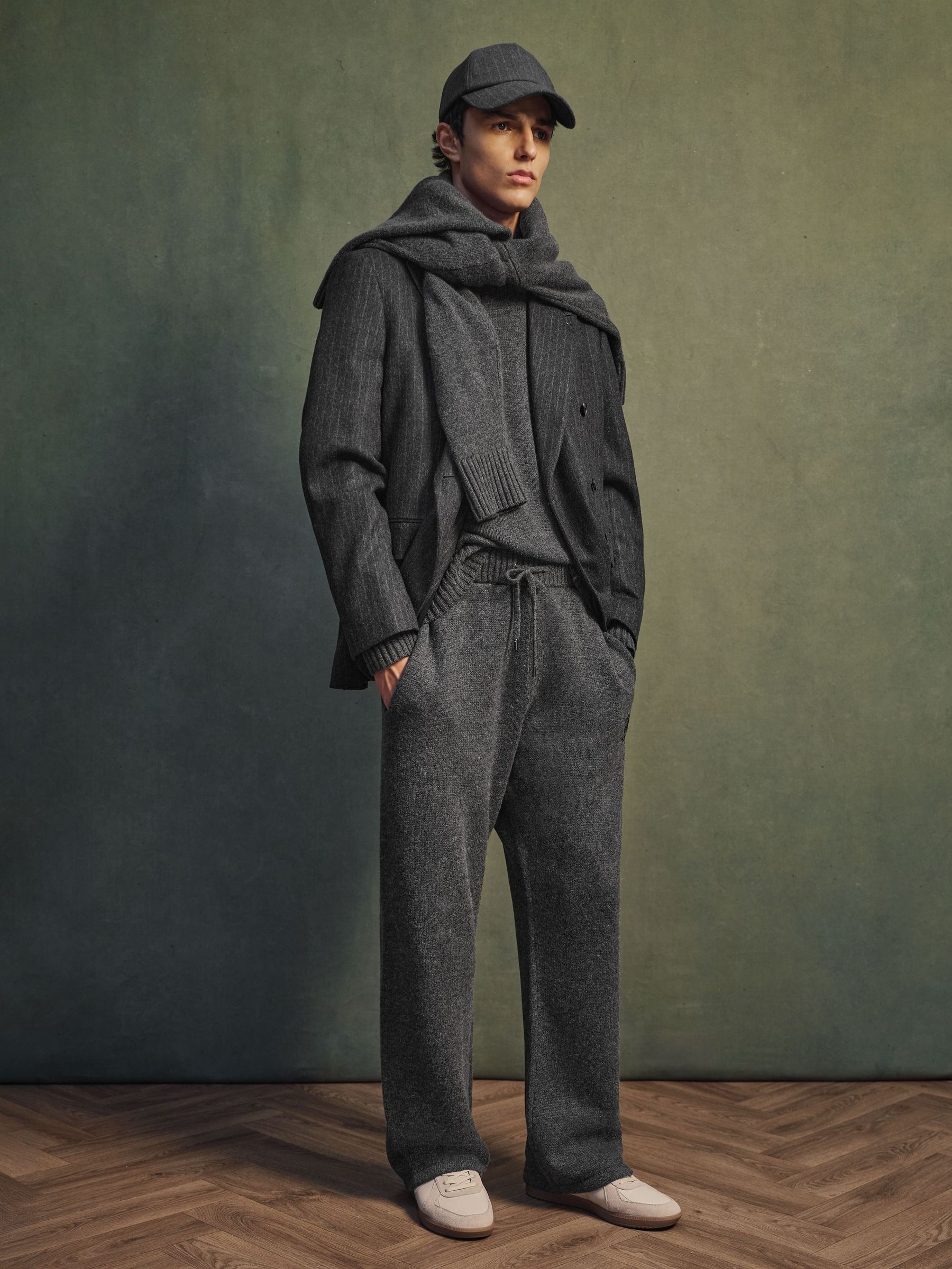 Kolgrå - Regular Monogram Wool Relaxed-fit Knitted Joggers