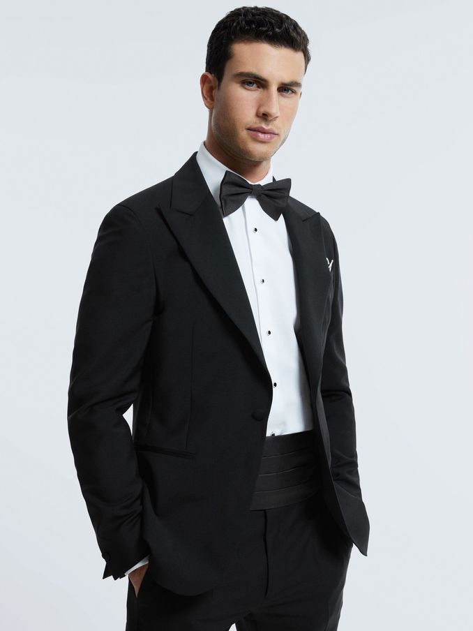 Atelier Wool-Mohair Slim Fit Single Breasted Tuxedo Jacket in Black (779836) | €392