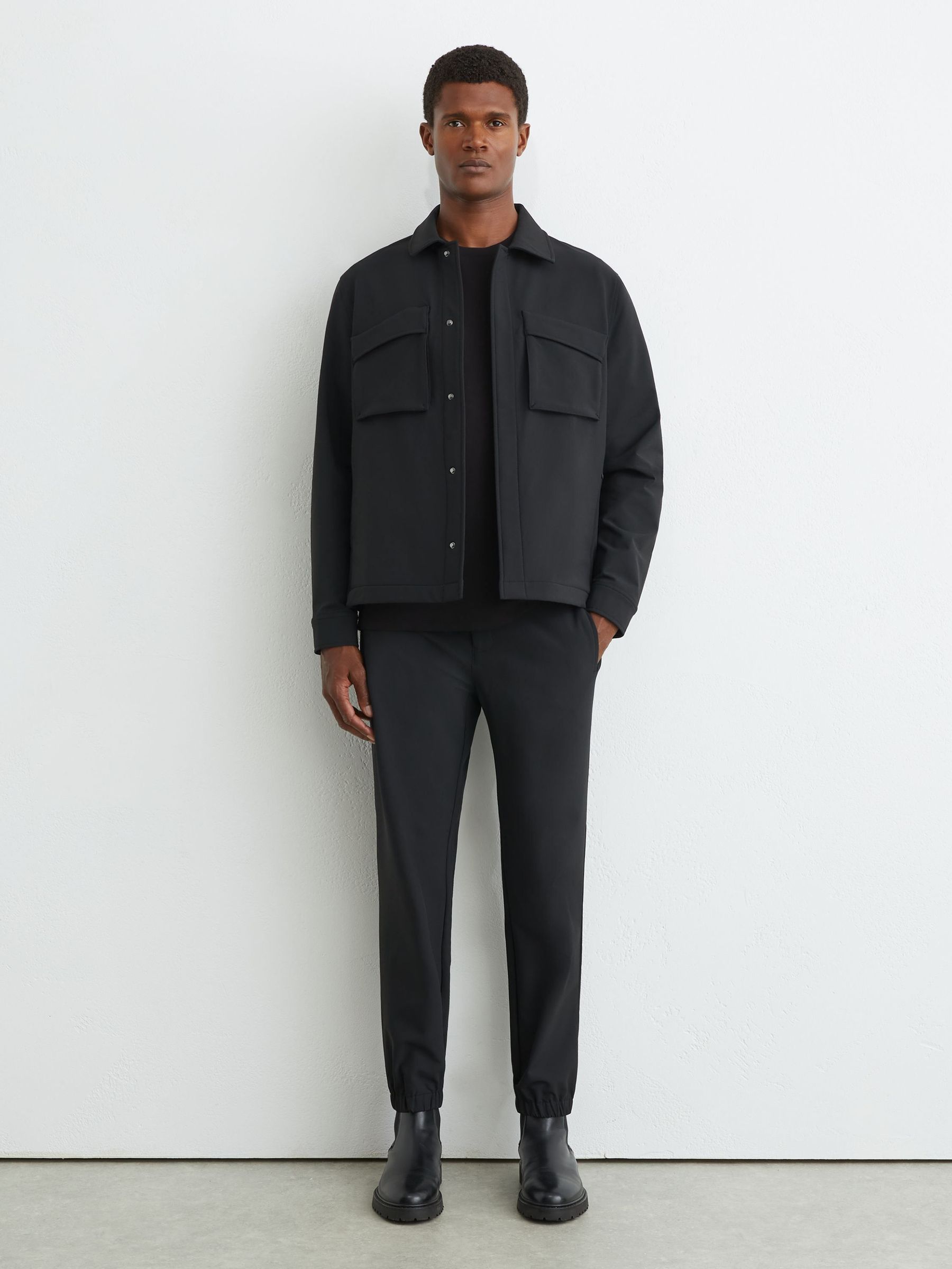 Black - Regular Technical Stretch Tapered Trousers