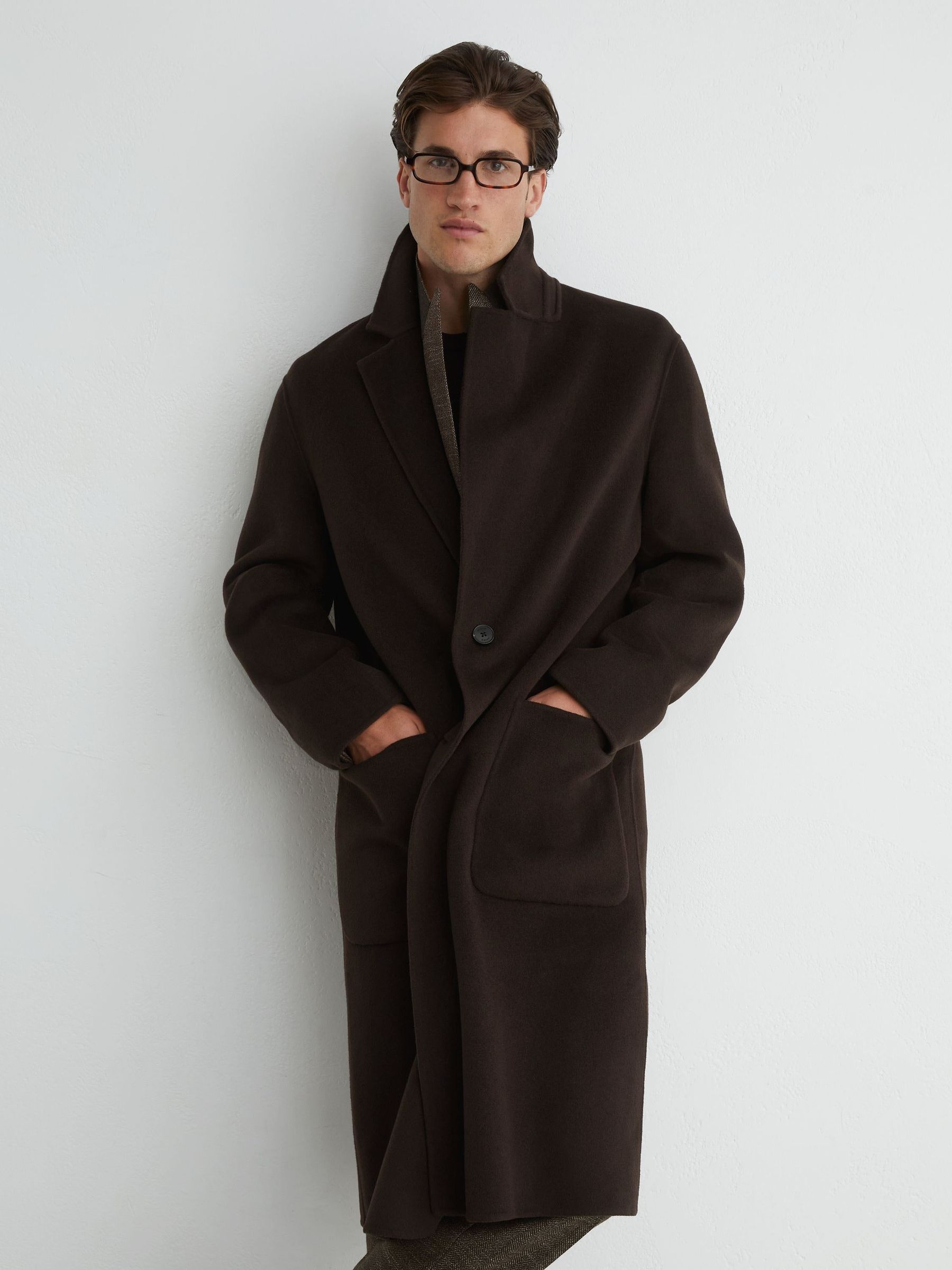 Dark Brown - Regular Wool-blend Blindseam Relaxed-fit Coat