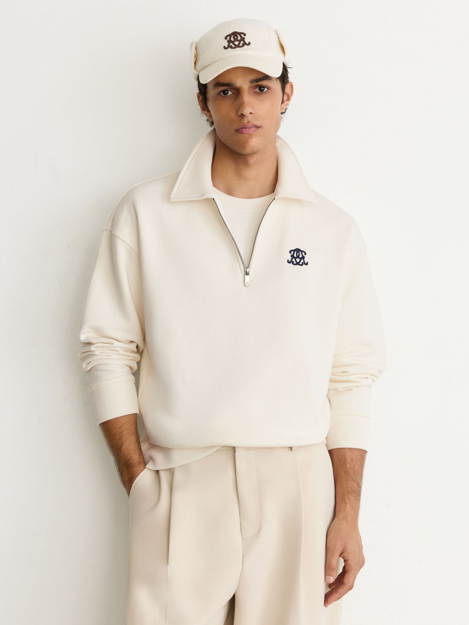 Off White - Regular Monogram Relaxed Half-zip Sweatshirt