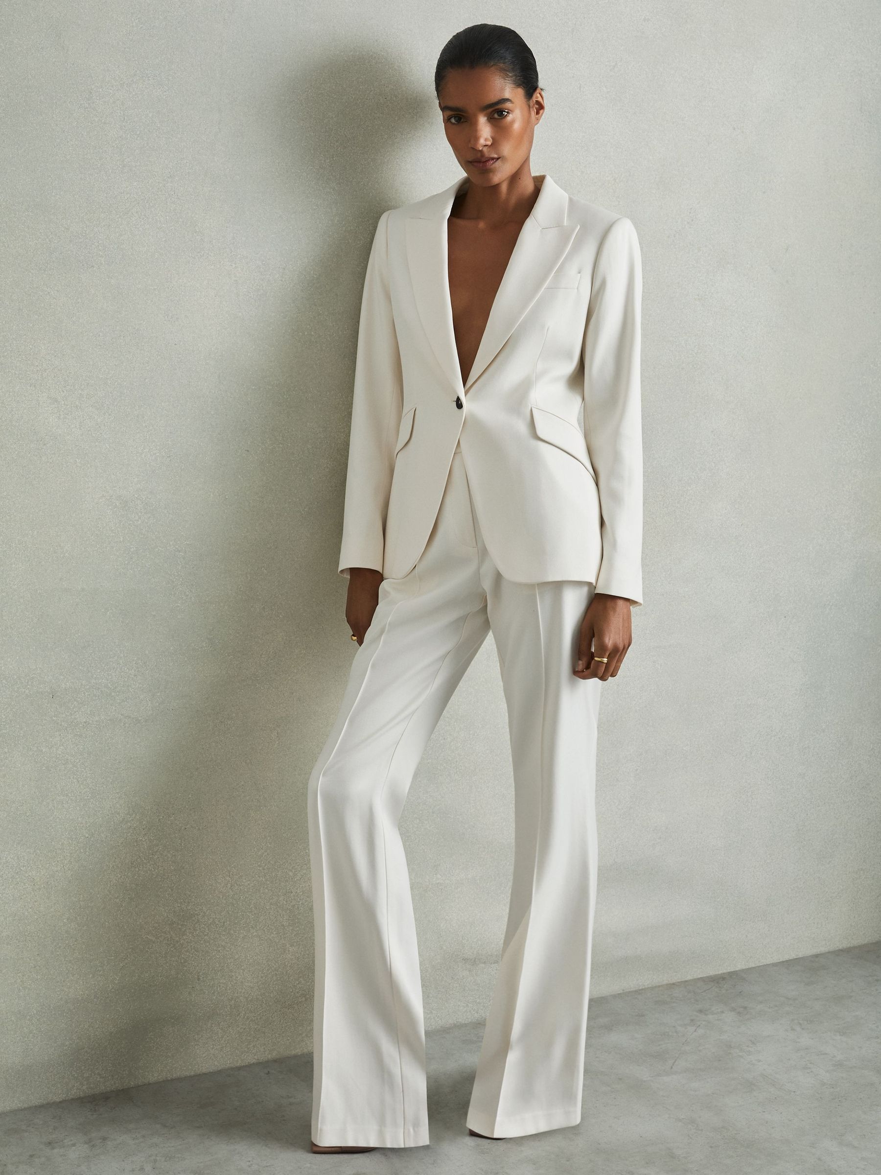 Petite Tailored Single Breasted Suit Blazer in Cream (795917) | $470