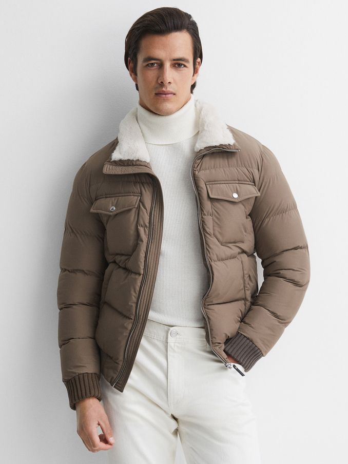 Padded Faux Fur Coat in Mushroom Brown (797040) | €183