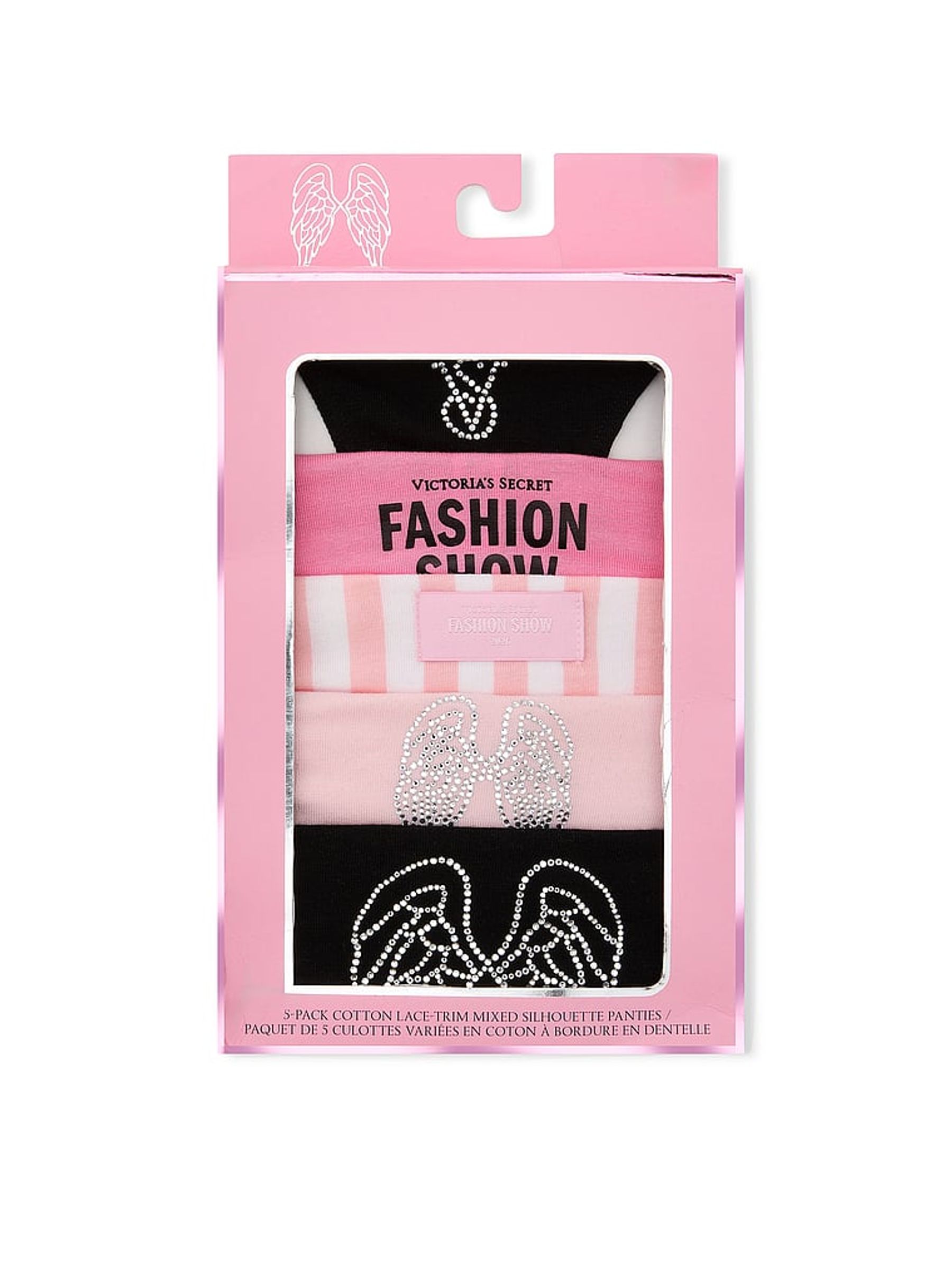 Black & Pink - Fashion Show 5 Pack Cotton Lace Trim Knickers