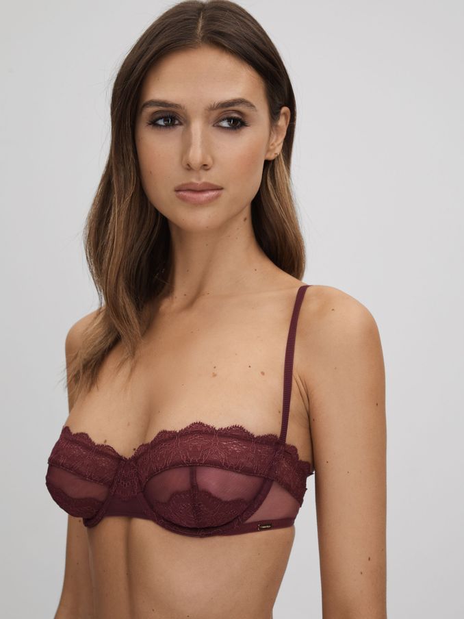 Underwear Mesh Lace Balconette Bra in Tawny Port (811571) | €47