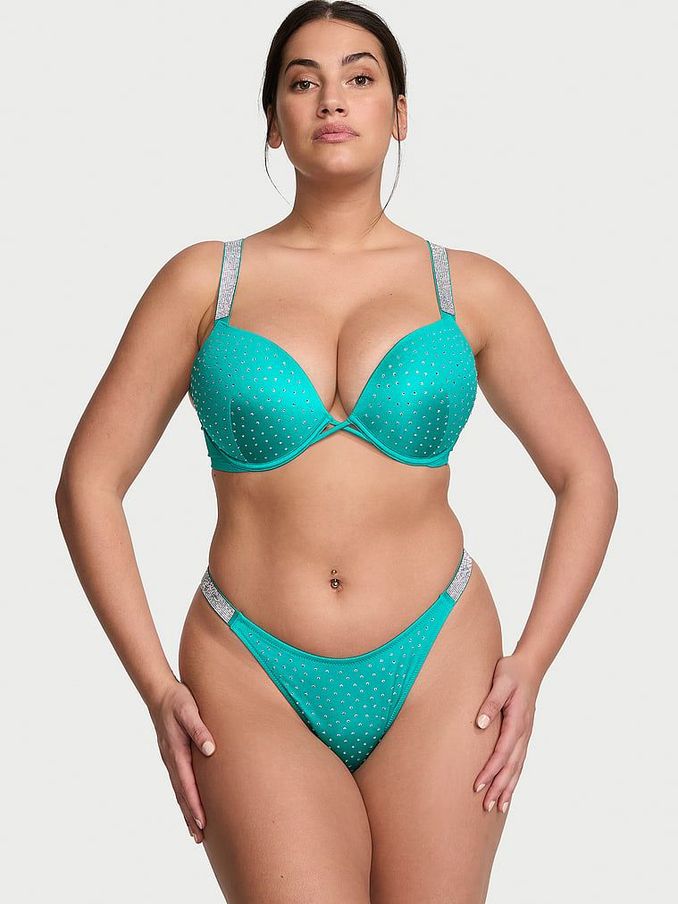 Capri Sea Blue Add 2 Cups Push Up Shine Strap Swim Bikini Top (833206) | €37