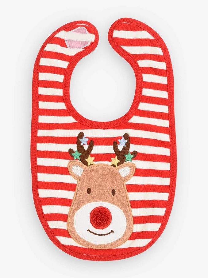 Red Reindeer Appliqué Christmas Bib (8345U6) | $4