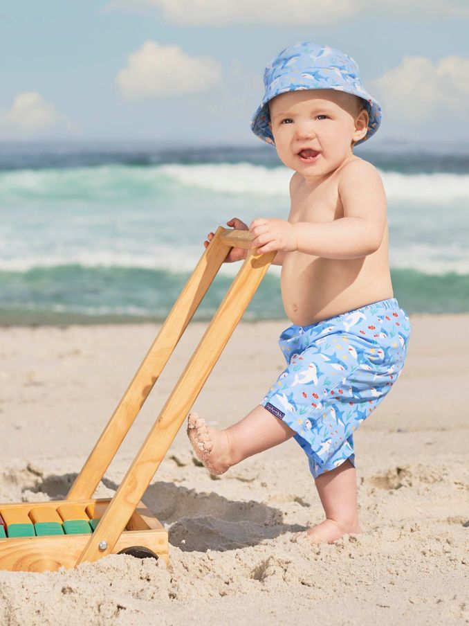 Shark Print Swim Shorts with Nappy (849487) | $27