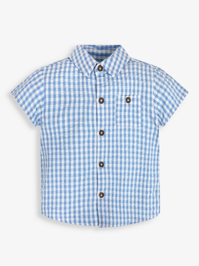 Light Blue Short Sleeve Gingham Shirt (852439) | $38 - $43