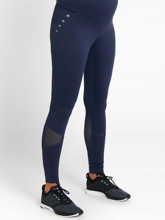 Navy Mesh Panel Performance Maternity Workout Leggings (85E979) | $61