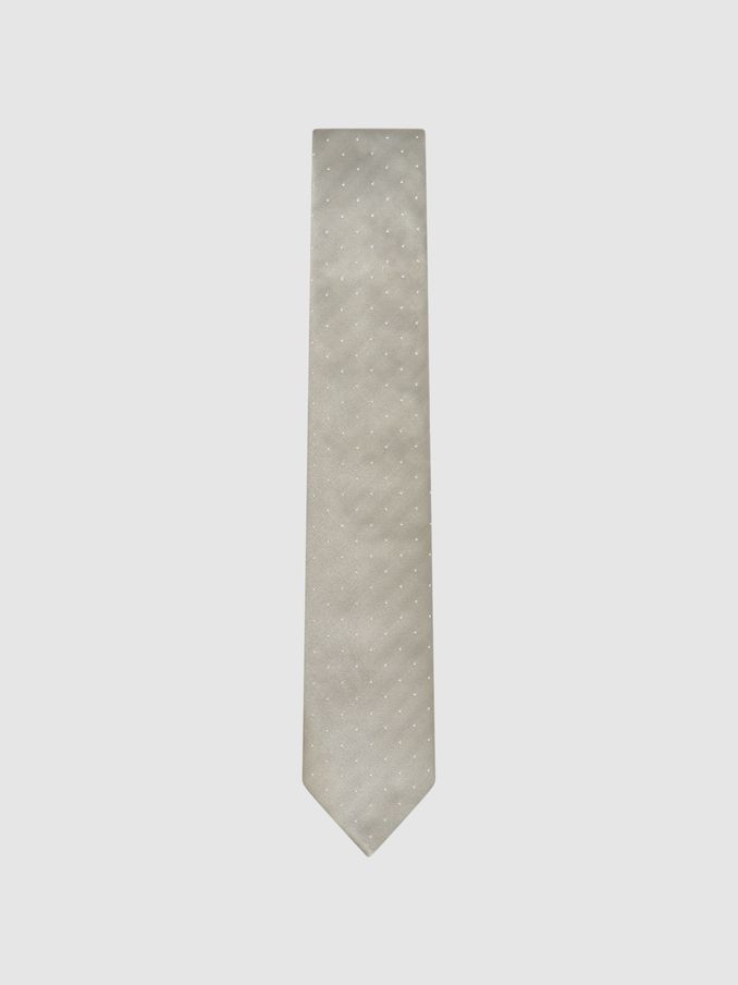 Polka Dot Silk Tie in Champagne (862711) | US$75