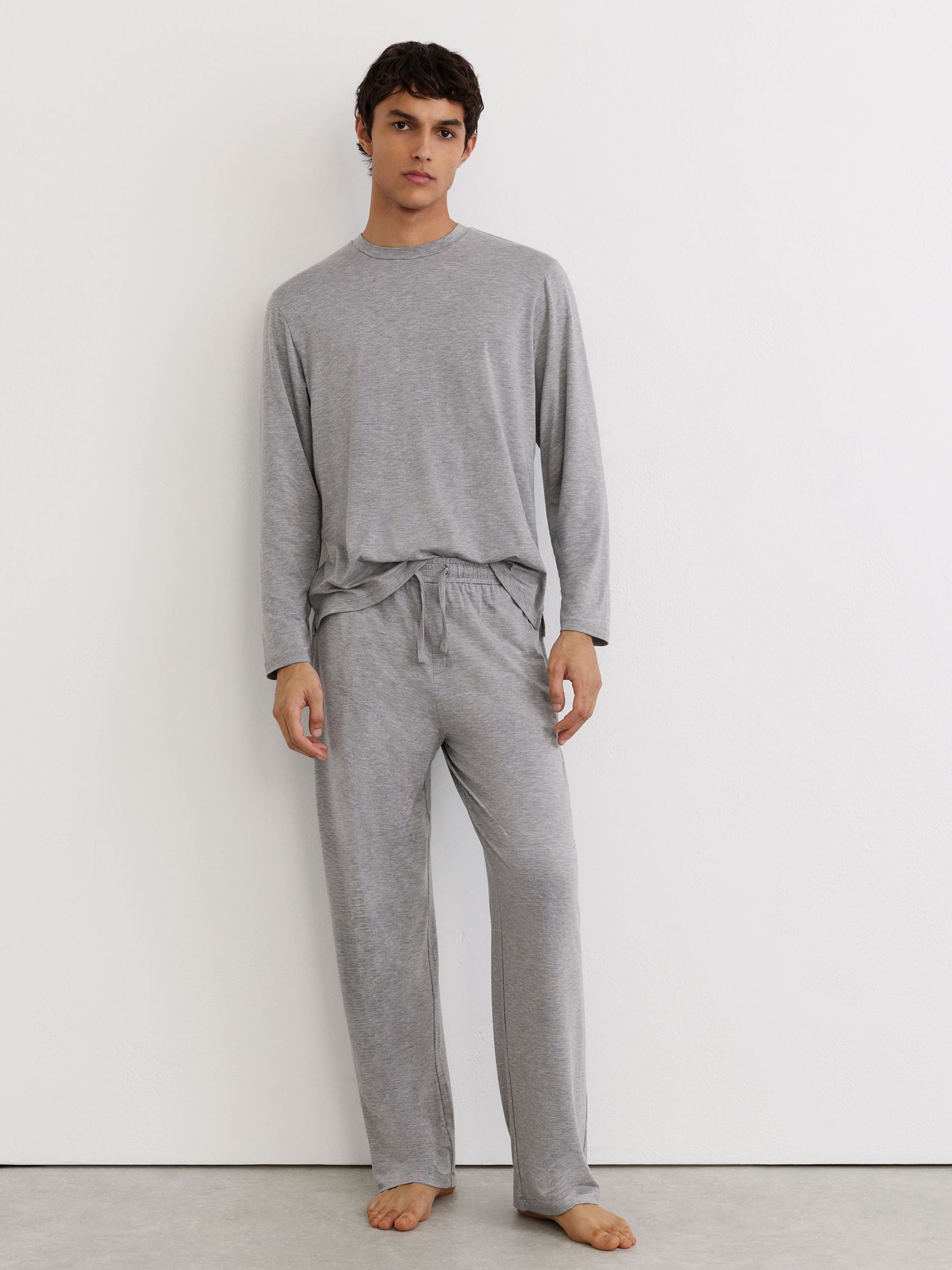 Grey Melange - Regular Lyocell-modal Drawstring Lounge Joggers