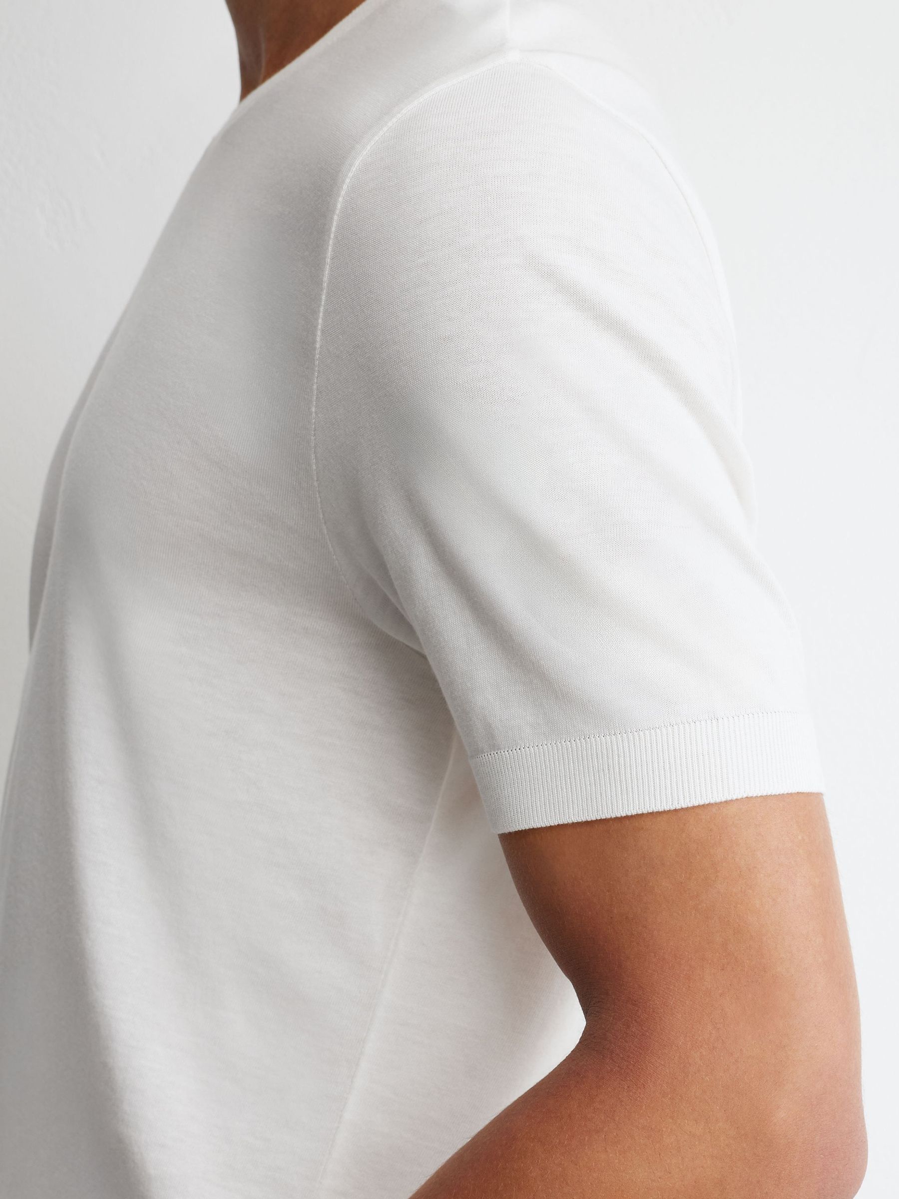 白色 - Regular Cotton-modal Crew-neck Modern-fit T-shirt