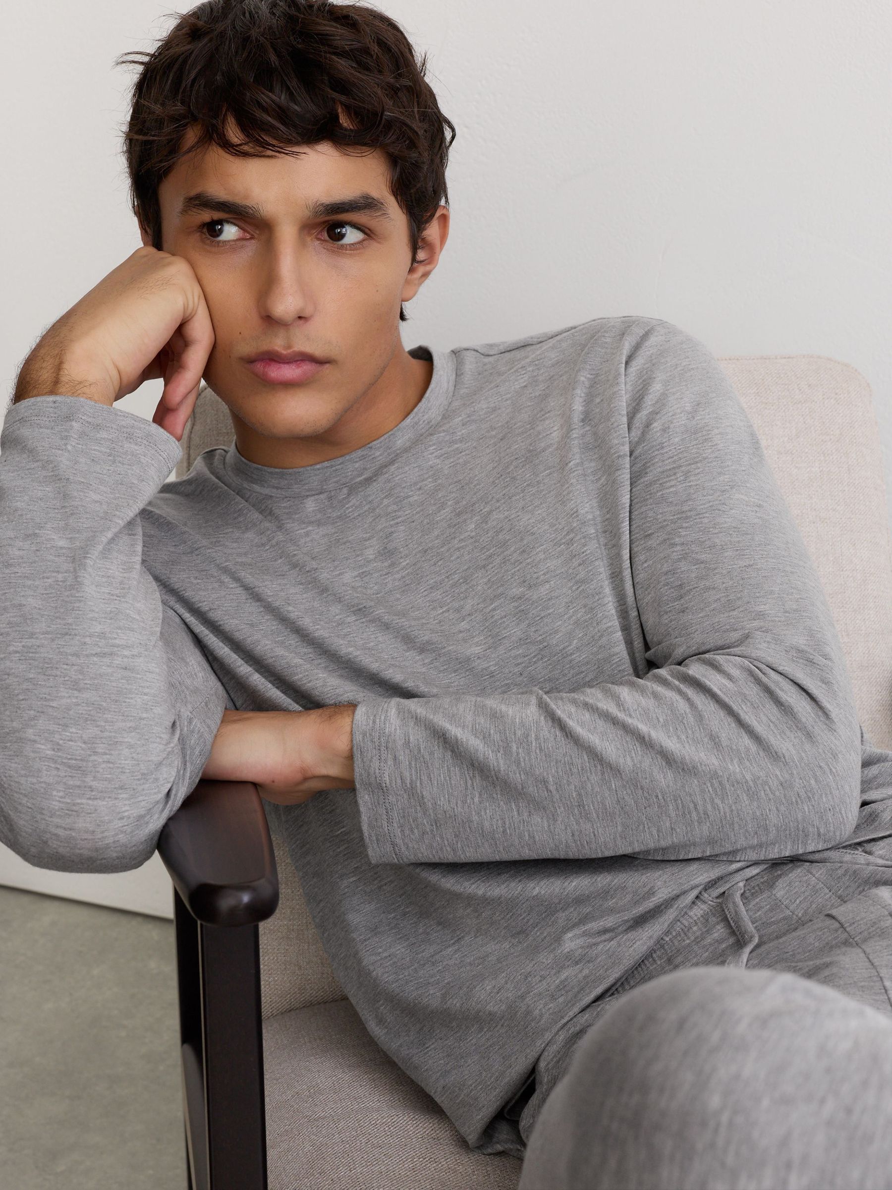 Grey Melange - Regular Lyocell-modal Crew-neck Lounge T-shirt