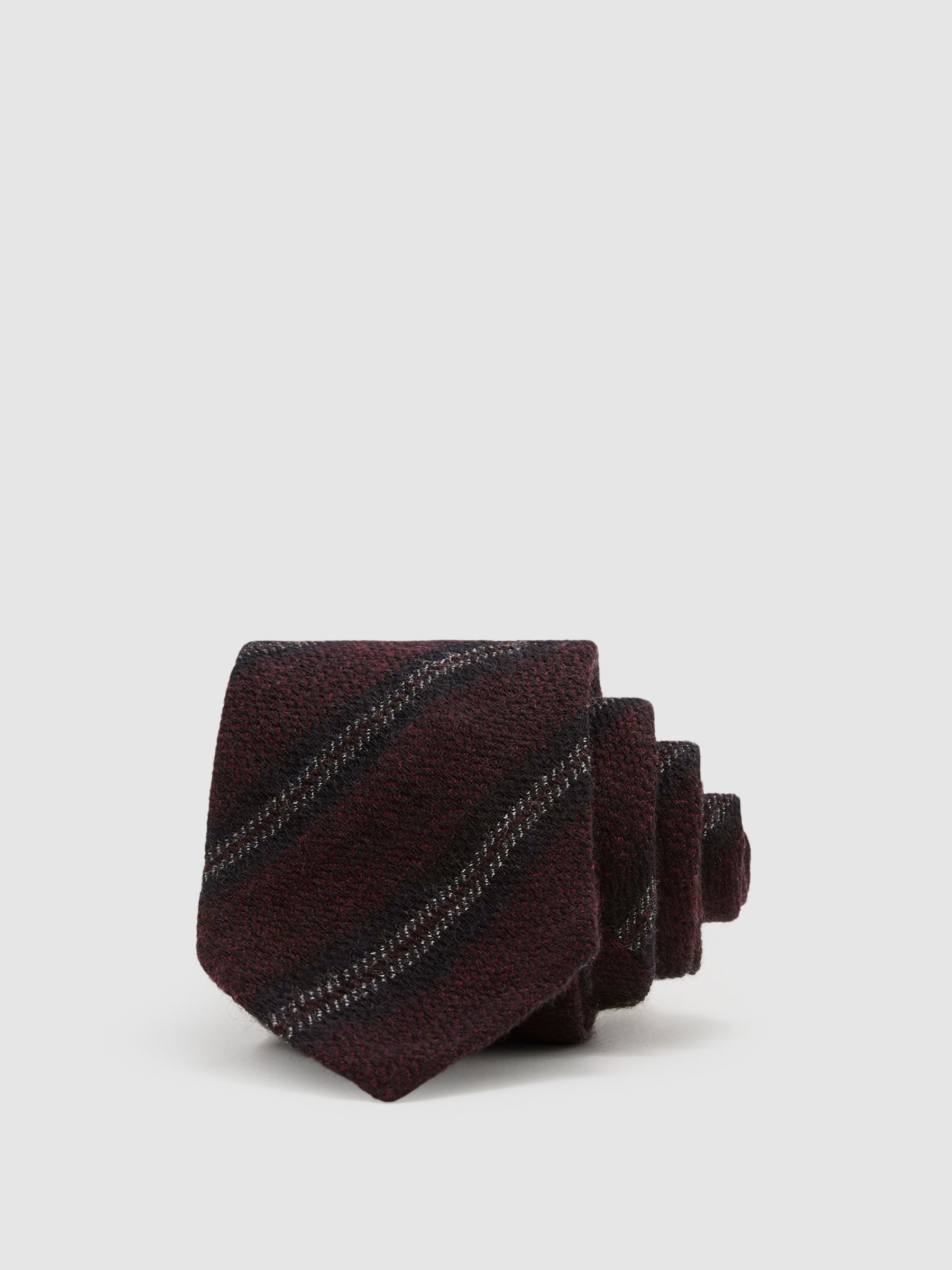 Vínová - Regular Wool Double-stripe Unlined Tie