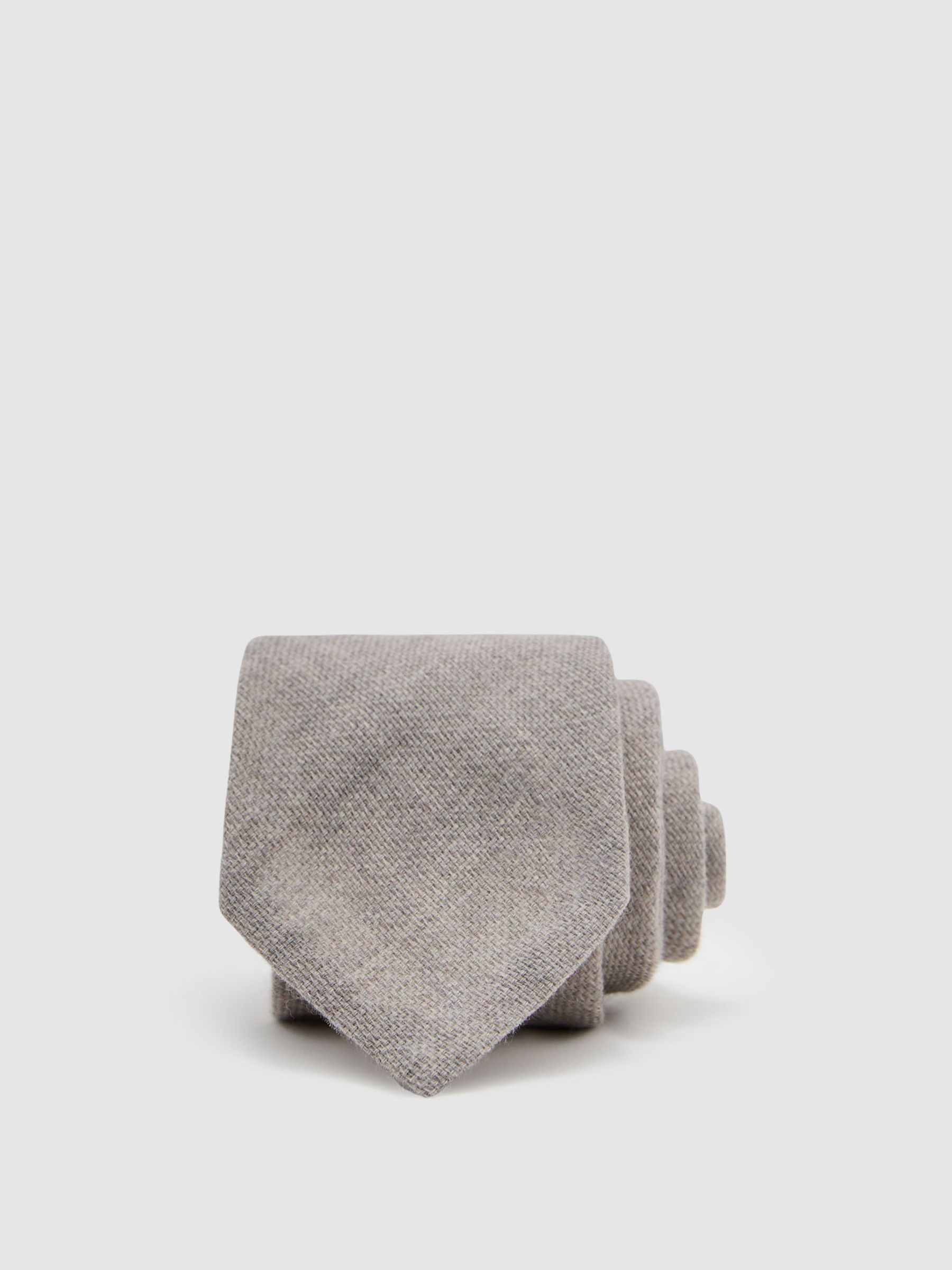 Soft Grey - Regular Wool Woven Unlined Tie