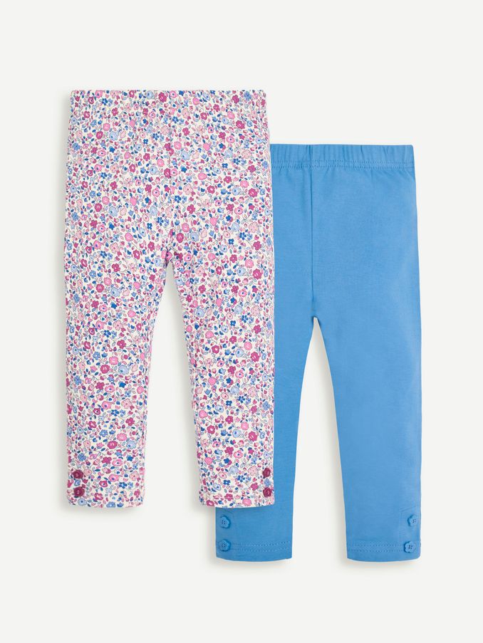 Periwinkle Blue Ditsy & Blue Girls' 2-Pack Leggings (8910L4) | $18