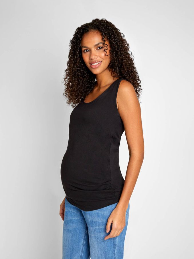 Black & White 2-Pack Ruched Maternity Vest Tops (897670) | $51