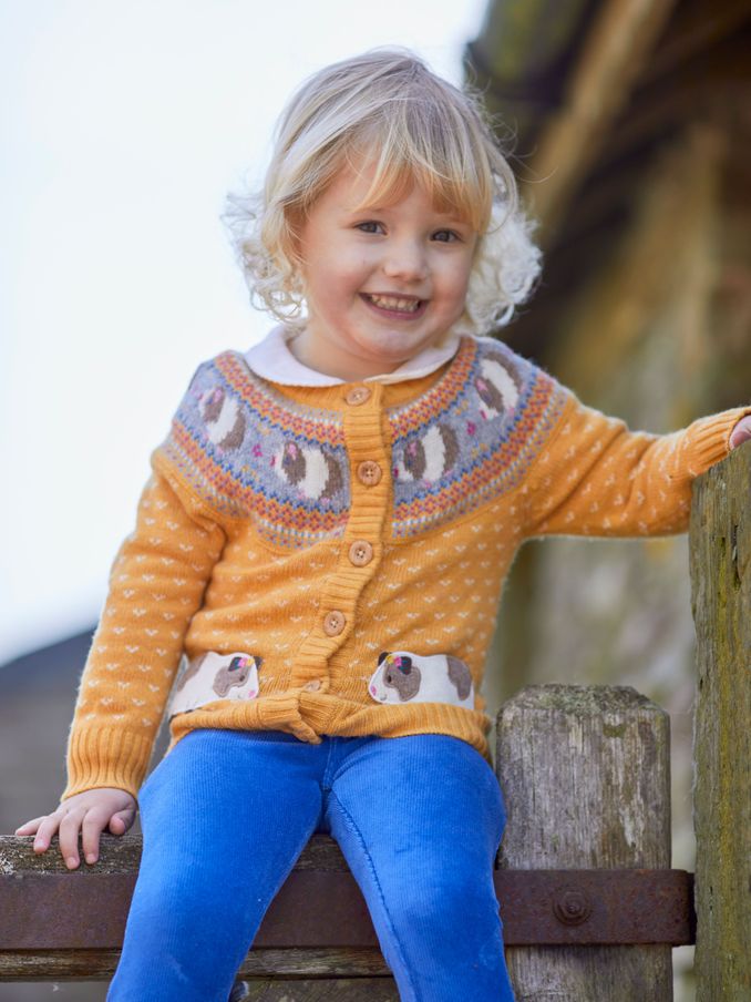 Mustard Yellow Guinea Pig Fairisle Pattern Cardigan (89R940) | $29