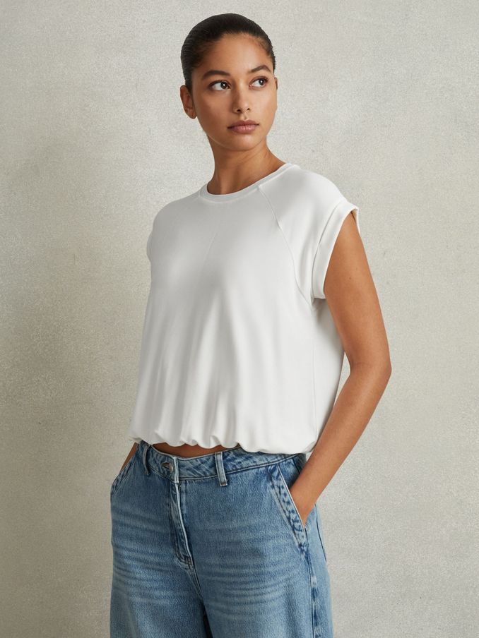 Elasticated Hem Raglan Sleeve Top in Ivory (914168) | US$79