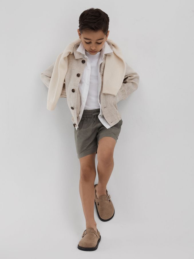 3-9 yrs Linen Drawstring Shorts in Khaki (914287) | €20