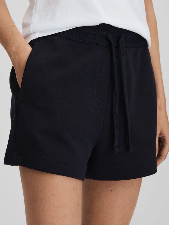 Cotton Blend Drawstring Shorts in Navy (914480) | US$61