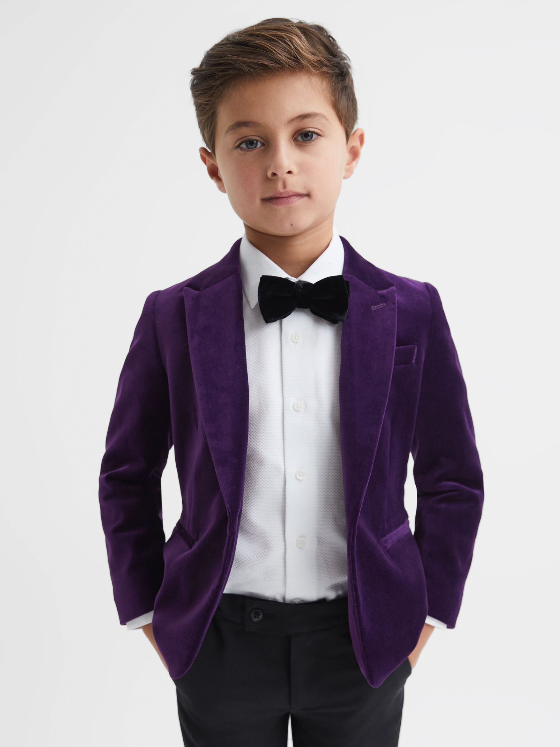 Slim Fit Velvet Single Breasted Blazer in Purple (926840) | CA$225